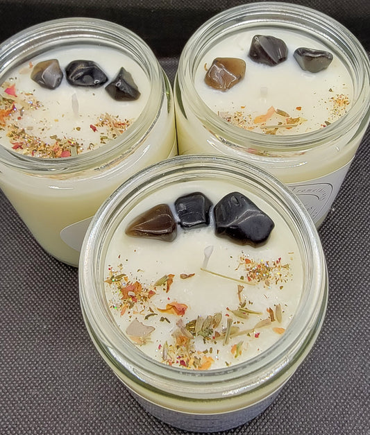 Obsidian Crystal Candle